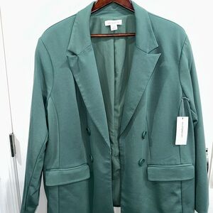 Liz Claiborne Green Double-Breasted Blazer